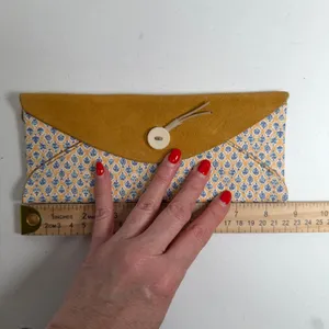 Anthropologie Georgia Penil Pouch Envelope Clutch Mustard Yellow Suede Boho Bag thumbnail 13