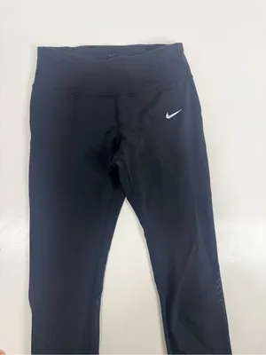 Nike Black Leggings with Silver Swoosh thumbnail 2