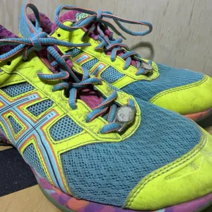 ASICS Gel Frantic 7 Womens 8.5 Running Shoes Neon‎ Multi Color Trainer Lace Up thumbnail 2