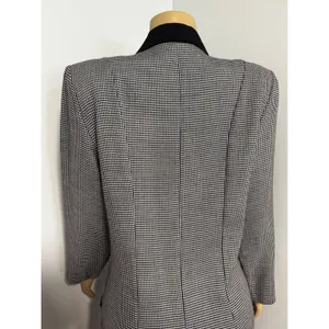 90s Abbey Lane Vintage Houndstooth Double Breasted Blazer Dress Black White 12 thumbnail 6