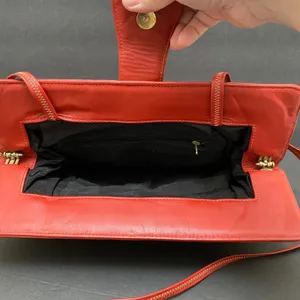 Vintage 90's Red Faux Alligator Shoulder Bag Purse Snap Puffy thumbnail 3