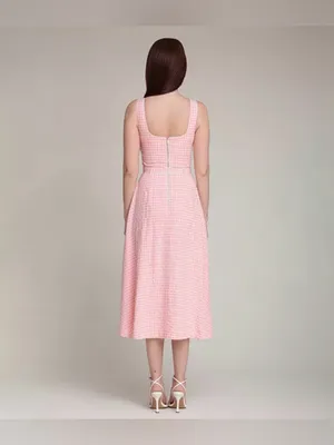 AVEC LES FILLES Bustier Bodice Gingham Midi Dress thumbnail 4