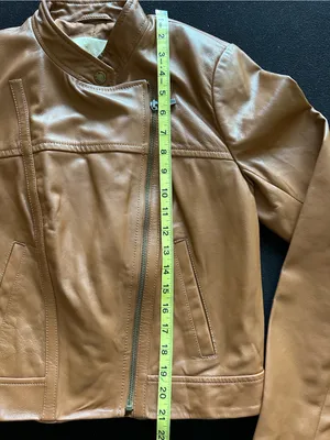 Michael Kors Genuine Leather Moto Jacket – Camel – Women's Size M thumbnail 9