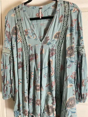 Free People Just The Two Of Us Floral Crochet Tunic Mini Dress XS thumbnail 6