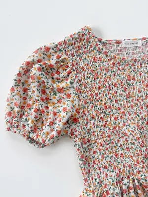 Blu Pepper Floral Smocked Peplum Top size M thumbnail 4