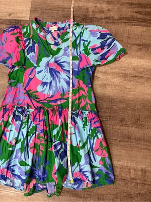 SUGARLIPS Raylee Floral Rock A By Trapeze Dress in Kelly Blue Multi thumbnail 8