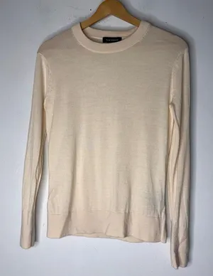 club monaco Cream Crew Neck Merino Wool Sweater CS Made In‎ Hong Kong thumbnail 1