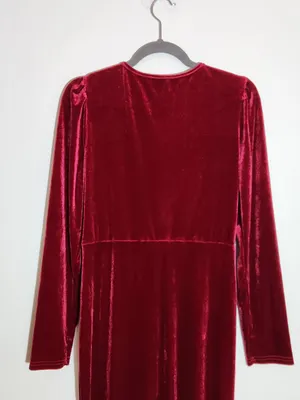 Wine Red Velvet Bodycon Formal Dress Size XXL thumbnail 6