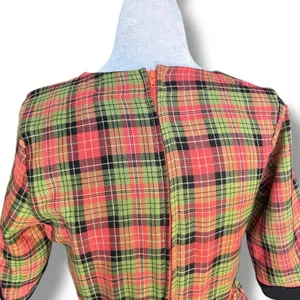 Retrolicious Orange Plaid Fit Flare Dress Small Pinup Retro Mod Rockabilly thumbnail 9