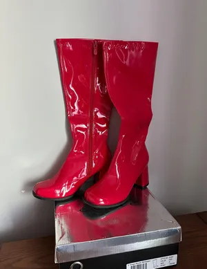 Ellie Red Knee High Boots thumbnail 2