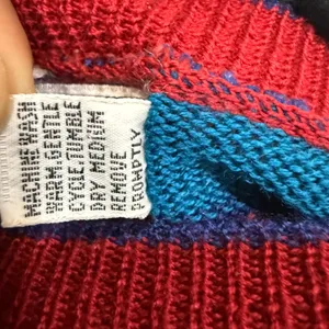 VTG Genesis S Striped Sweater Balloon Sleeve Ms Frizzle Art Teacher Colorful 80s thumbnail 7