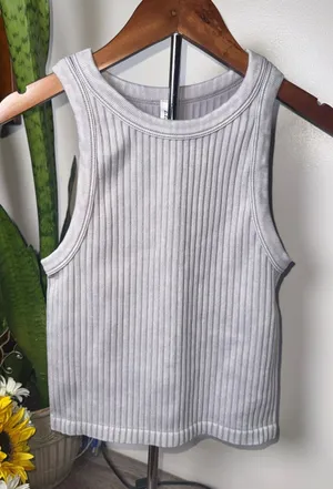 Zenana Ribbed Washed Seamless Tank thumbnail 1