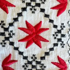 Ouwei White Red Black Embroidered Ethnic Festival Blouse SZ XL #2488 thumbnail 5