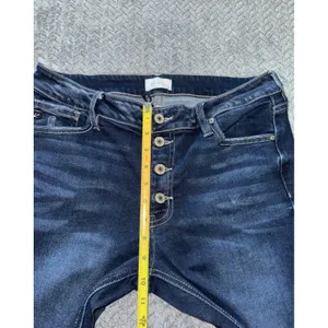 KanCan High Rise‎ Flare Jeans Dark Wash Button Fly Frayed Hem Size 30 thumbnail 9