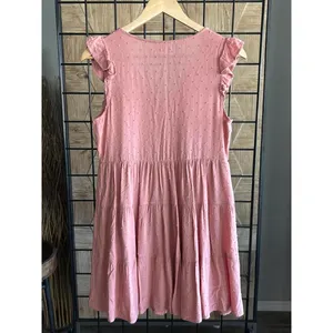Blu Pepper Womens Dress Size Small Pink Swiss Dot Baby Doll Button Up thumbnail 3
