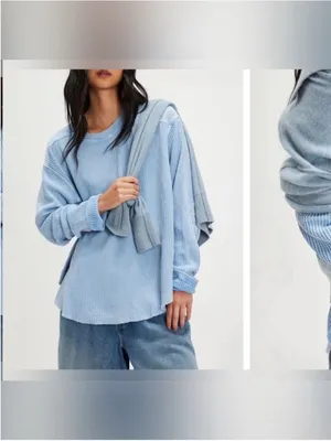 NWT Free People FP One Blake Thermal - cornflower blue - Small thumbnail 6