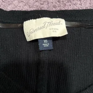 Universal Thread Black Long Sleeve Ribbed Scoop Neck Top  thumbnail 2