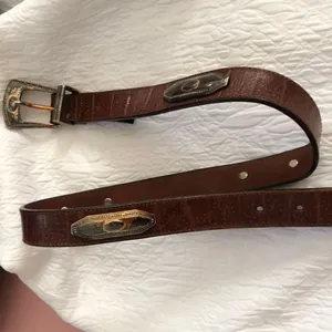 Brighton Vintage cowboy belt . Croc embossed Leather & silver M. thumbnail 4