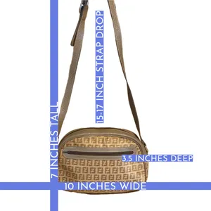 Vintage 1990'S Fendi Zucchino Ff Logo Brown Coated Canvas W/Leather Trim Bag thumbnail 14