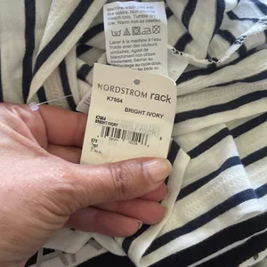 NWT Madewell Cotton T-shirt V neck Navy‎ striped Size Small thumbnail 8