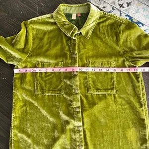 Pilcro Anthropologie Green Velvet Button Down Shirt Women’s US 2 UK 6 EU 34 thumbnail 10