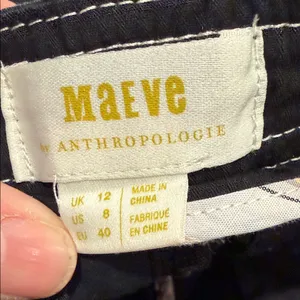Maeve by Anthropologie Black with‎ white trim button ankle pants 8 thumbnail 5