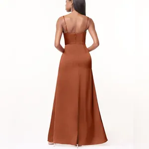 NWT Azazie Maci Bridesmaid Dress Size A6 Cedar Rose Pleated Stretch Satin Gown thumbnail 2