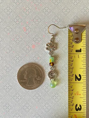 Handmade quality glass beads & flower fairy boho cottage whimsical dangle earrings & necklace set💐🍃 thumbnail 17