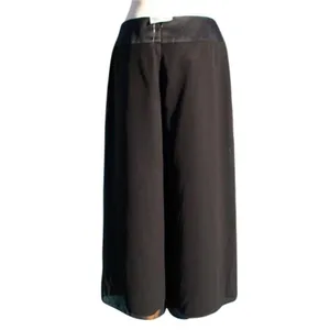 Cache Black Wide Leg Lined Self Belt Crop Pant Gaucho New $128 NWT Flat Front thumbnail 6