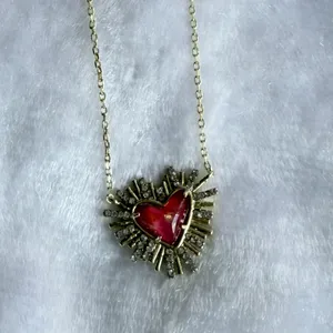 Kendra Scott Dolly Parten Ari Heart Gold-plated Pendant in Pink thumbnail 3