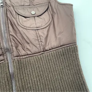 Vtg Y2K Twenty One Brown Puffer & Knit Vest Zip Up Chunky 2000s Size Large thumbnail 5