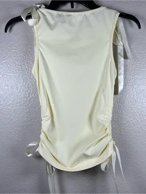 White Fox Pale Yellow Satin-Tie Tank SZ:S thumbnail 2