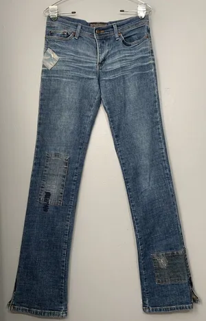 Joes Jeans Women Size 28 Patchwork Denim Blue Straight Buttonfly Festival Grunge thumbnail 1