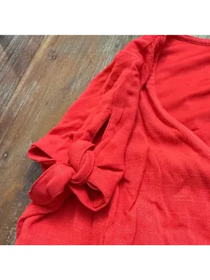 Lulus Red Wrap Mini Dress Short Sleeve Tie Cuff V-Neck Size Large NWT thumbnail 5