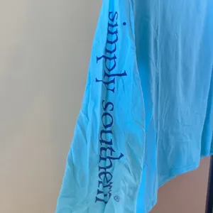 Simply Southern long sleeve blue top M log on front design on back thumbnail 7