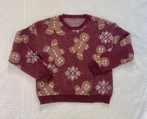 brown tan white gingerbread winter sweater thumbnail 1