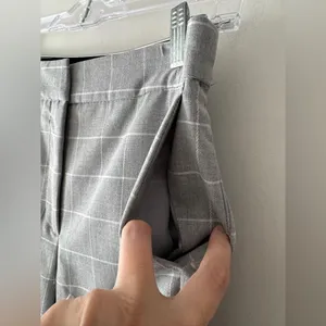 Zara‎ Basic Gray Checkered Plaid Pants Elastic Back Waist thumbnail 4