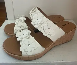 B.O.C. White Floral Cork-Wedge Slide Sandals - Women thumbnail 1