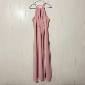 BHLDN Macro Maxi Dress Blush Pink Halter Bridesmaid Gown Size M thumbnail 2