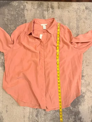 H&M Coral Button-Front Loose Fit Dress Shirt thumbnail 6