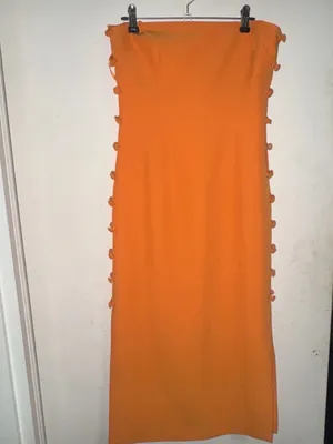 Gianni Bini Vibrant Orange Side-Slit Midi Skirt thumbnail 3