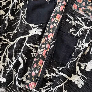 NWT- POL Carly Crochet Patchwork Laser Cut Floral embroidered shirt size large thumbnail 5