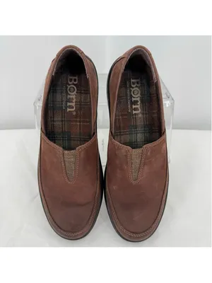 Born Brown Loafers Genuine Leather Slip On Hand Crafted Cushioned Comfort Sz 7M thumbnail 3