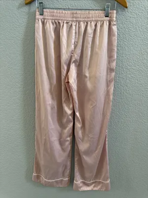 Abercrombie & Fitch Pink Satin Wide-Leg Pajama Lounge Set Size Small thumbnail 7