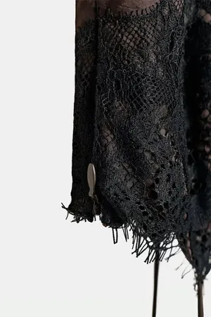 Zara Satin Lace Slip Mini Evening Dress in Deep Brown thumbnail 4