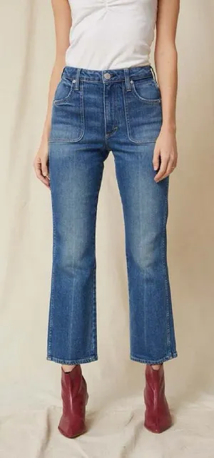 AMO Abigail Jeans in Peaceful Medium Wash Blue Patch Pocket Denim Size 26 thumbnail 1