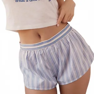 Anthropologie Bloomer Boxer Shorts Stripe Thelma Cotton Blue Women's Small NWT thumbnail 1