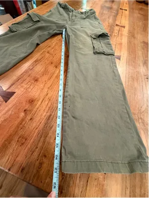 Olive Green Cargo Pants Women's Small Y2K Utility Parachute Pants Drawstring Hem thumbnail 10