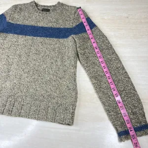 Vintage Abercrombie & Fitch Wool Blend Striped Sweater Oatmeal Blue 90s Medium thumbnail 7