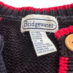 Vintage Bridgewater Women's Festive Navy and Red Sweater Cardigan thumbnail 7
